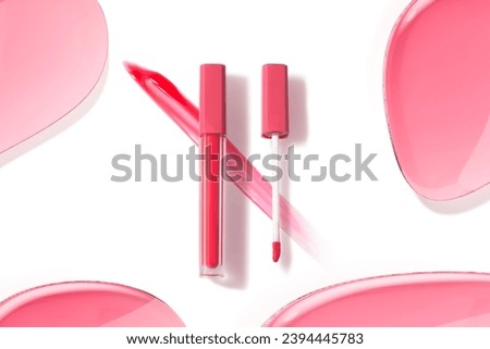 beauty cosmetic makeup skincare of smudge lip gloss matte tint; product mockup on white background