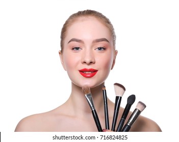 Beauty Cosmetics Professional Makeup Background Woman Stock Photo ...