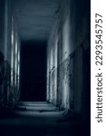 Beauty of decay - dark endless corridor of old abandoned building