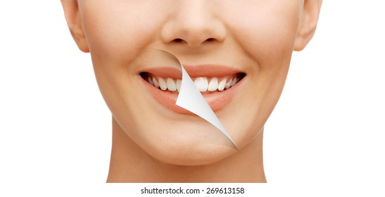 beauty and dental health concept - beautiful woman with white teeth, before and after - Shutterstock ID 269613158