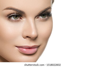 Beauty Face Woman With Beautiful Lashes Healthy Skin