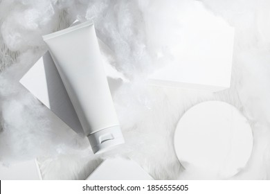 Beauty Fashion Cosmetic Makeup Bottle Lotion Cream Product With Skincare Healthcare Concept On Background