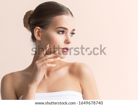 Beauty female face healthy beautifulwoman skin care spa concept model portrait