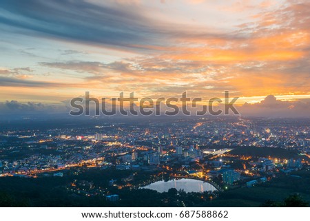 beauty full sunset over  hatyai city