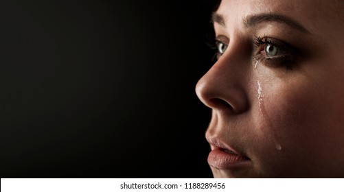 beauty girl cry on black background - Shutterstock ID 1188289456