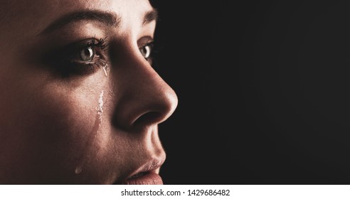 beauty girl cry on black background - Shutterstock ID 1429686482