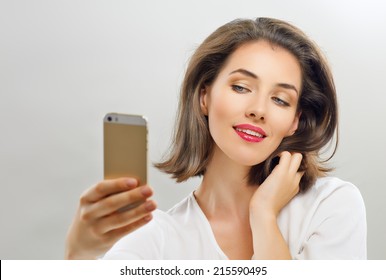 A Beauty Girl Taking Selfie