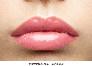 Beauty Glossy Pink Lips