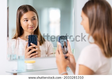 Image, Stock Photo Young Girl Taking Photos