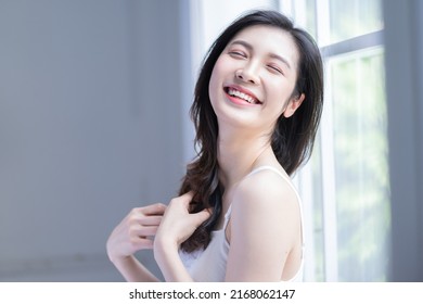 Beauty Image Of Young Asian Girl At Home