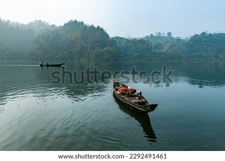 Beauty of Kaptai Lake in Rangamati, Chittagong, Bangladesh. Kaptai lake is one of the best natural attraction in Bangladesh .very scenic all over with lash green jungle surrounded by water. 