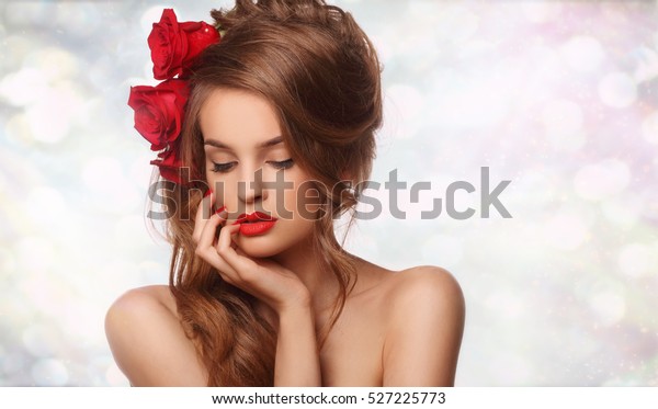 Beauty Model Woman Beautiful Make Curly Stock Photo Edit Now