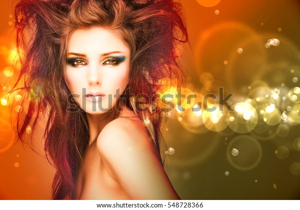 Beauty Model Woman Beautiful Make Curly Stock Photo Edit Now