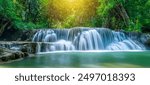 Beauty in nature, amazing waterfall in tropical forest of national park, Thailand