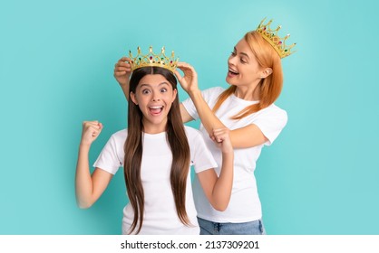 Beauty Pageant Winner. Beauty Queen And Happy Winner. Woman Crown Girl Child. Euphoria Of Victory