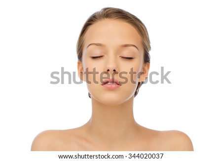 Similar – Image, Stock Photo Woman face with closed eyes and glitter on face