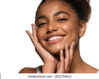 Beauty portrait of african american woman with clean healthy skin smile beautiful black girl - Shutterstock ID 1851794611