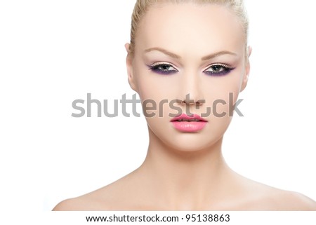 Beauty portrait of young beautiful blonde girl