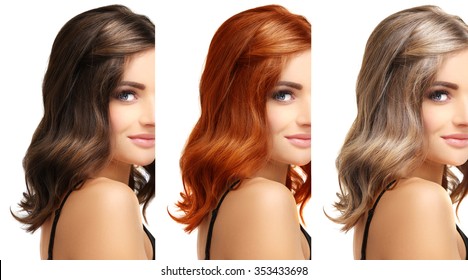 Beauty Portrait Of A Young Girl. Coloring Hair