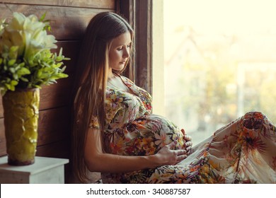 Beauty Pregnant Woman . Pregnant Belly. Beautiful Pregnant Woman Expecting Baby. Maternity Concept.