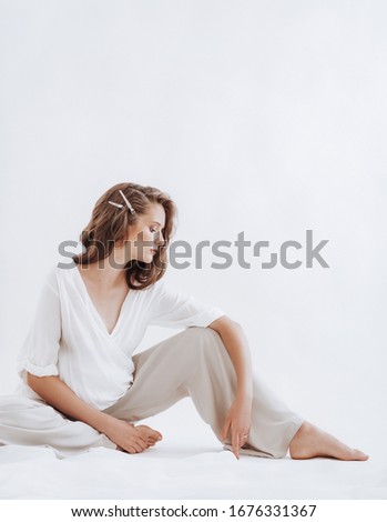 Similar – Image, Stock Photo young blogger woman working at home with social media