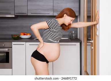 Beauty Pregnant Woman Suffering Lower Back Pain