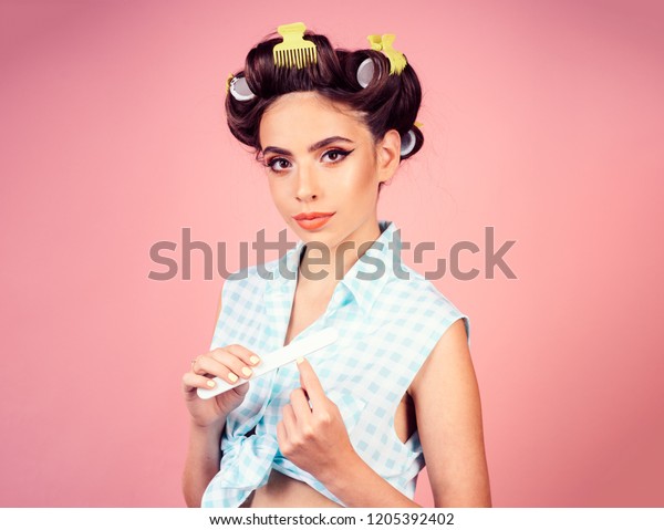 Beauty Salon Hairdresser Happy Girl Grooming Royalty Free Stock