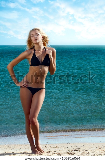 Beauty Sexy Woman On Beach Bikini Stock Photo Shutterstock