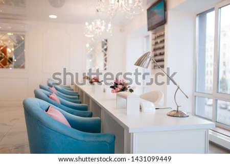 Beauty shop interior, beautician salon, nobody
