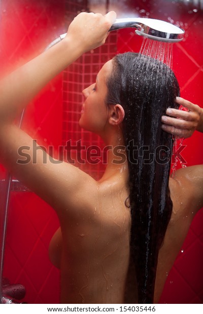 Naked beauty in shower