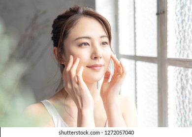 Beauty and skin care concept of a young asian woman.