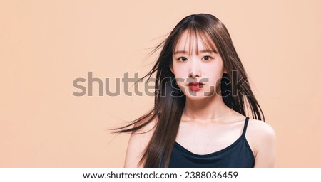 Beauty, skin care and cosmetics concept of young asian woman with korean makeup.