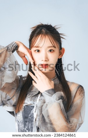 Beauty, skin care and fashion concept of young asian woman with korean makeup.