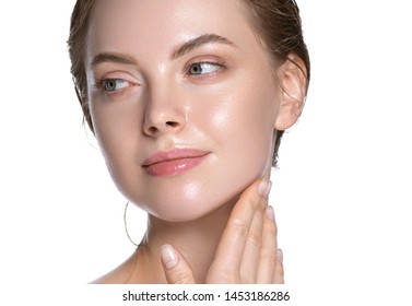Beauty skin face woman closeupisolated  on white - Shutterstock ID 1453186286