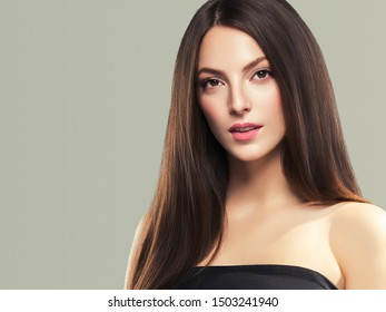 Beauty skin woman face healthy skin beautiful model close up face natural makeup brunette hair - Shutterstock ID 1503241940