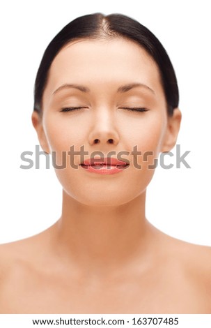 Similar – Image, Stock Photo Woman face with closed eyes and glitter on face