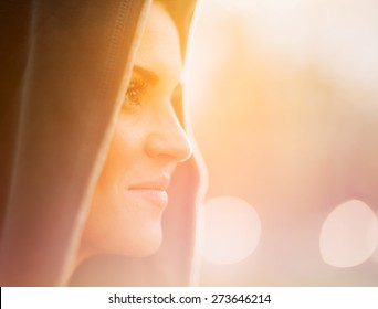 Beauty Sunshine Outdoor Portrait Of Smiling Pretty Girl