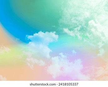 beauty sweet pastel green and blue colorful with fluffy clouds on sky. multi color rainbow image. abstract fantasy growing light - Powered by Shutterstock