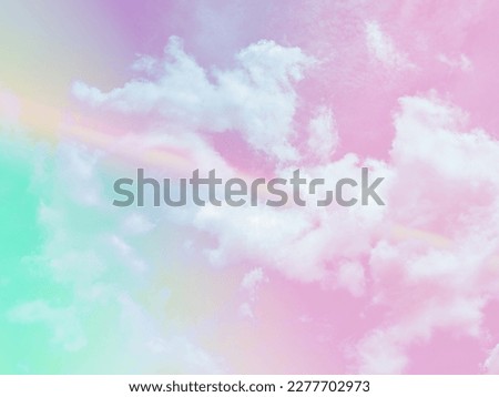 beauty sweet pastel green pink colorful with fluffy clouds on sky. multi color rainbow image. abstract fantasy growing light