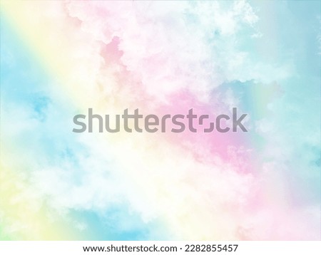 beauty sweet pastel pink yellow colorful with fluffy clouds on sky. multi color rainbow image. abstract fantasy growing light