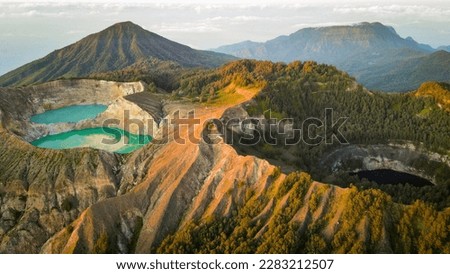 Beauty of Tri-colored Lakes at Mount Kelimutu, Flores Indonesia