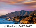 Beauty view of the Big Sur coastline in California,  seascape at sunset