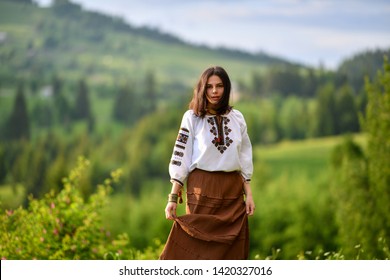 Beauty Wearing Romanian Blouse Called Ie