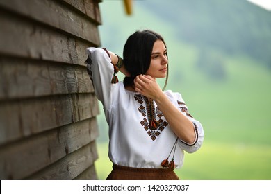 Beauty Wearing Romanian Blouse Called Ie