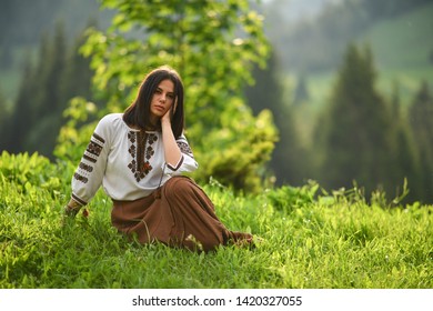 Beauty Wearing Romanian Blouse Called Ie