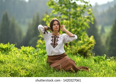 Beauty Wearing Romanian Blouse Called Ie