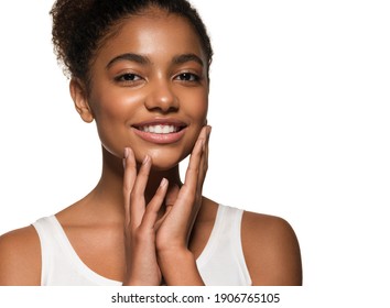Beauty woman black skin face smile healthy skin female model - Shutterstock ID 1906765105