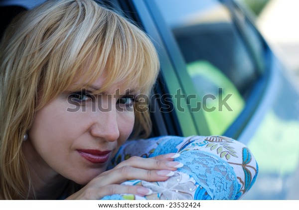 Beauty woman in the\
car