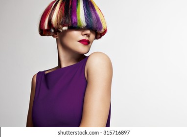beauty woman with different color hair