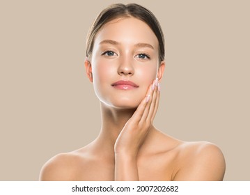 Beauty woman face healthy clean natural beautiful skin care. Female beauty natural make up young model face close up beauty - Shutterstock ID 2007202682